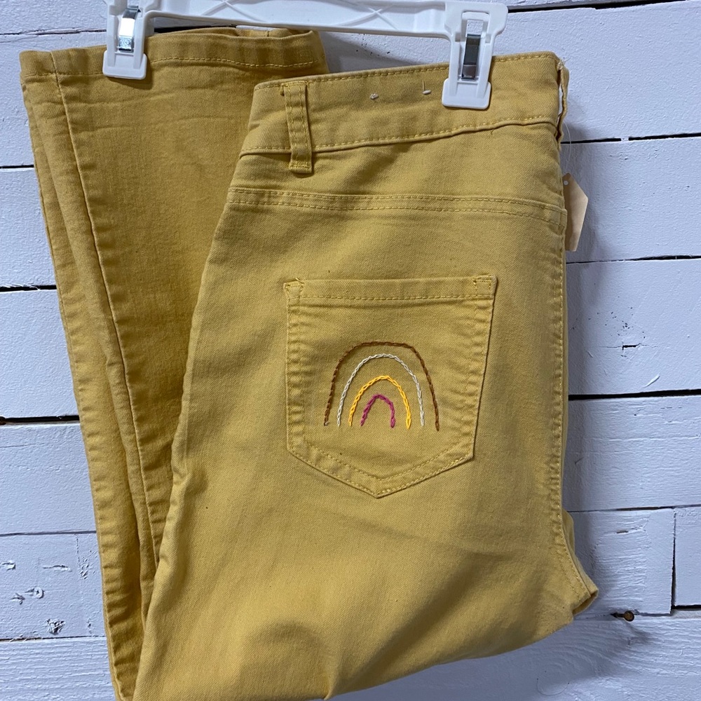 Yellow d. jeans with Cute Rainbow Pocket. S12